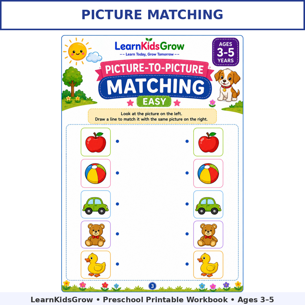 Fun Preschool Matching Worksheets for Kids