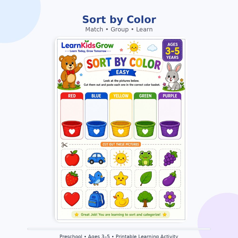 Fun Preschool Sorting Worksheets for Kids