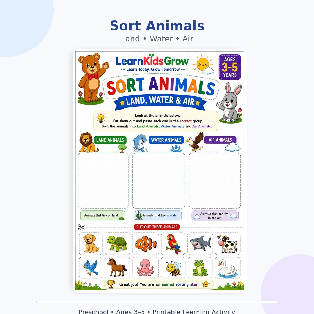 Fun Preschool Sorting Worksheets for Kids
