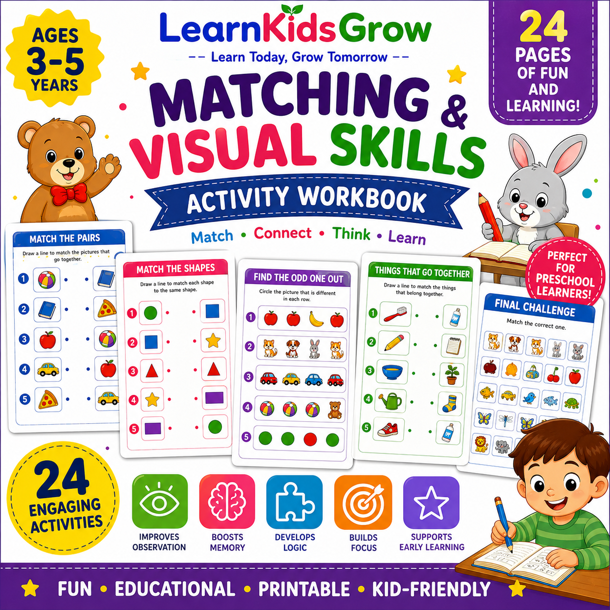 Fun Preschool Matching Worksheets for Kids