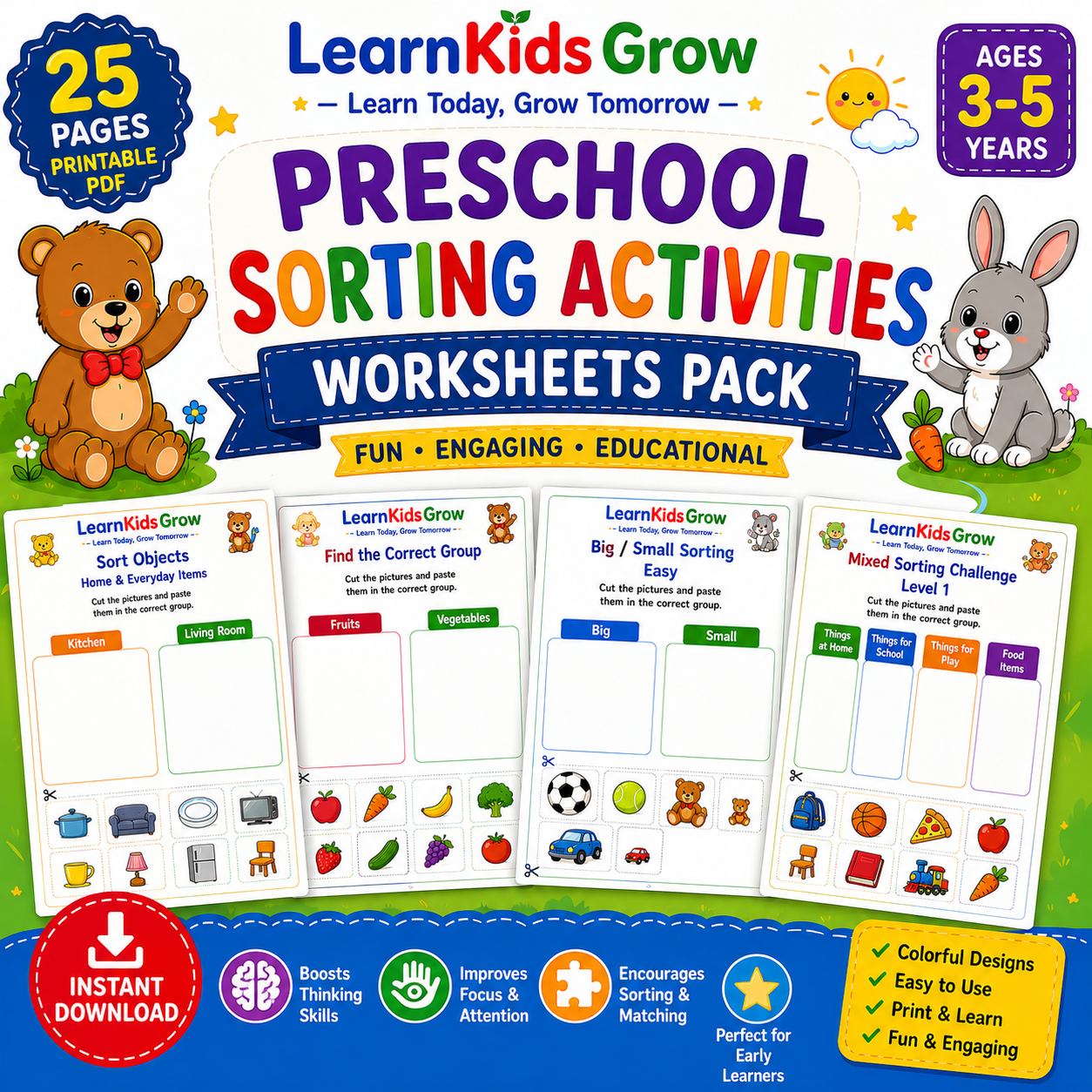 Fun Preschool Sorting Worksheets for Kids