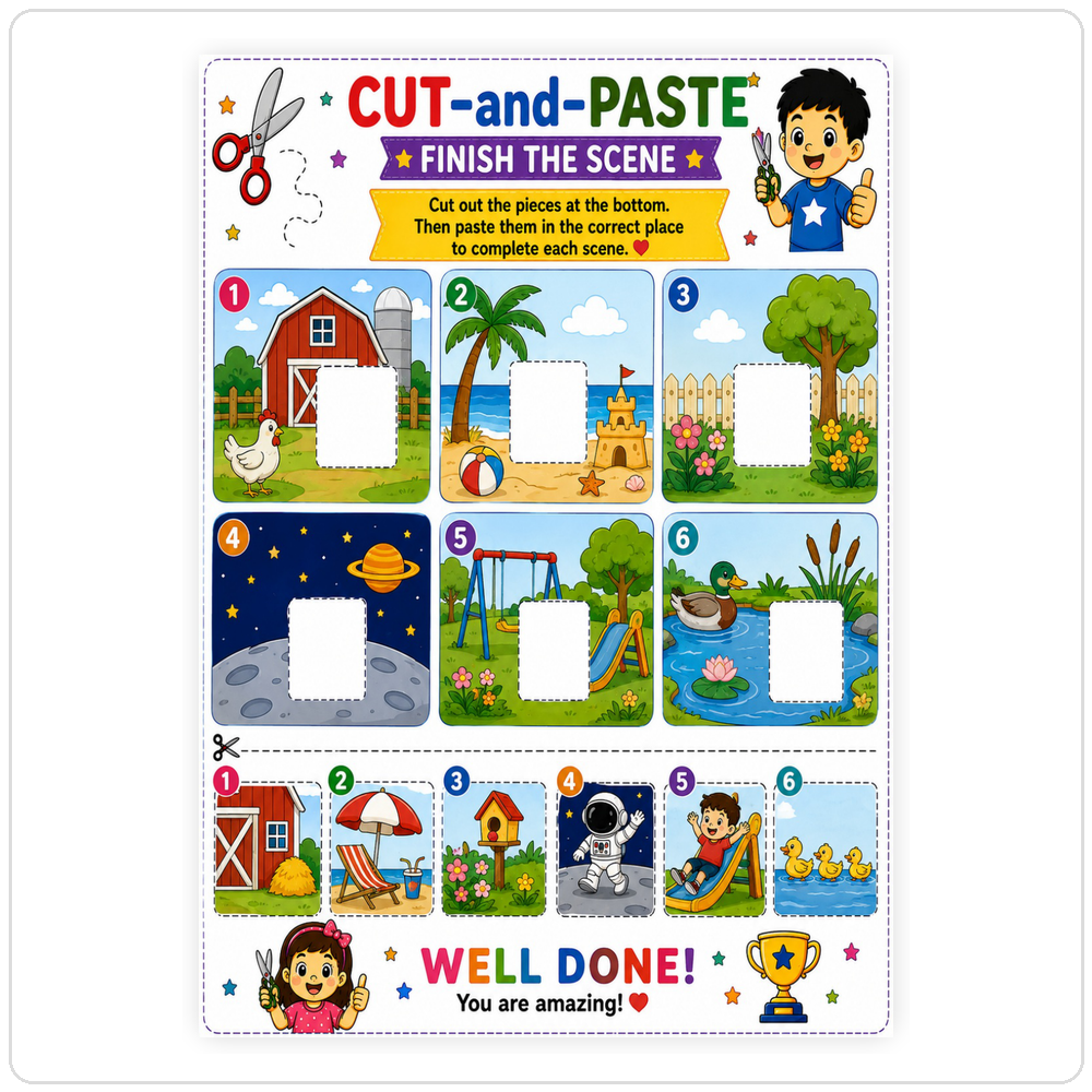 Creative Preschool Cutting Worksheets for Kids Age 3–5