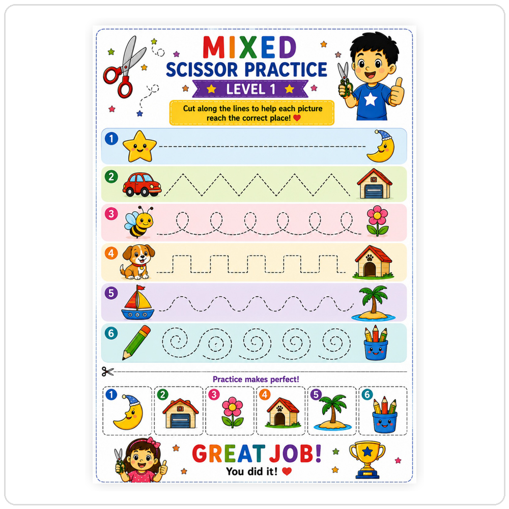 Creative Preschool Cutting Worksheets for Kids Age 3–5