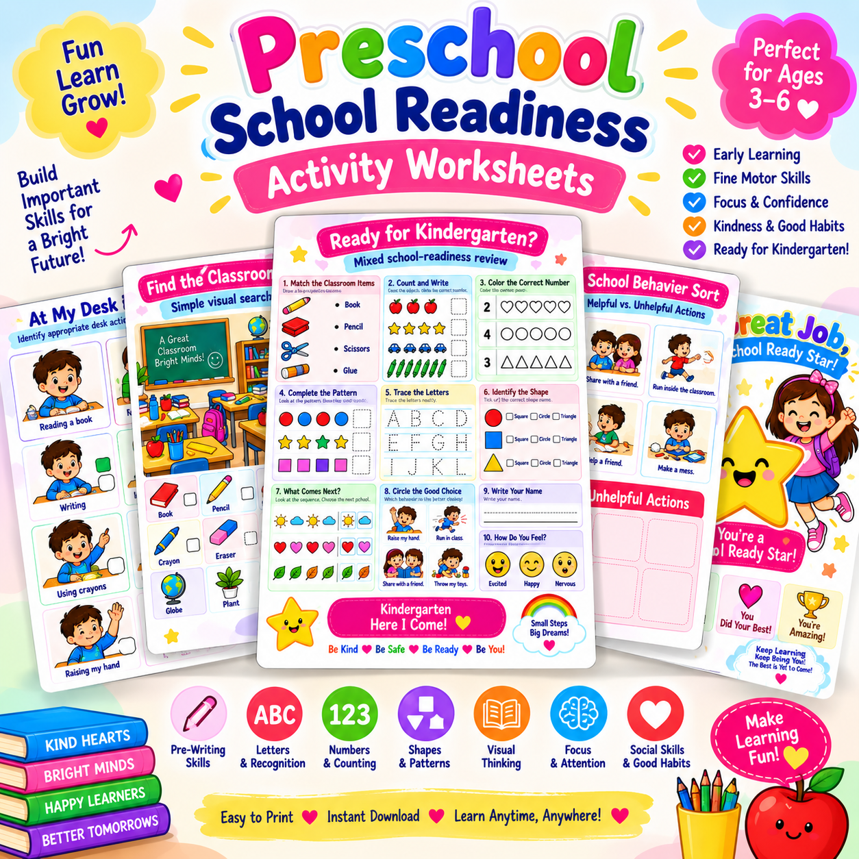 Ultimate School Readiness Worksheets for Kids