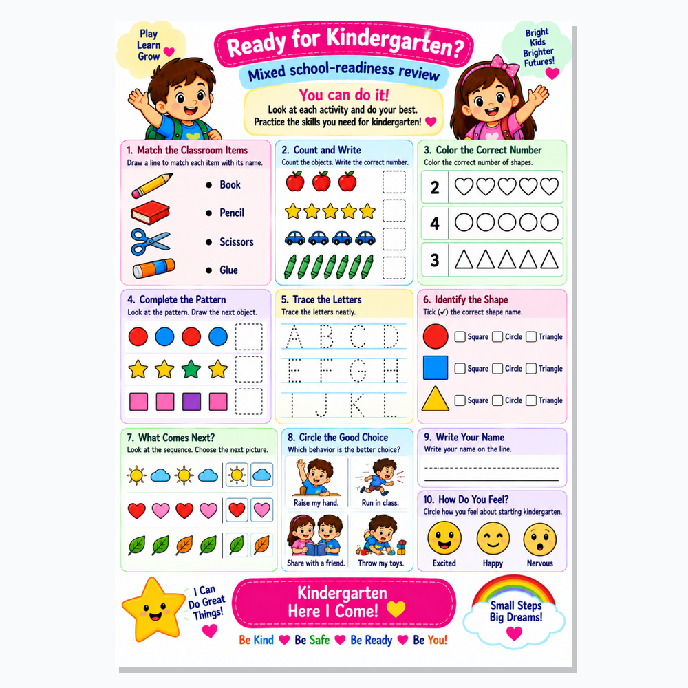 Ultimate School Readiness Worksheets for Kids